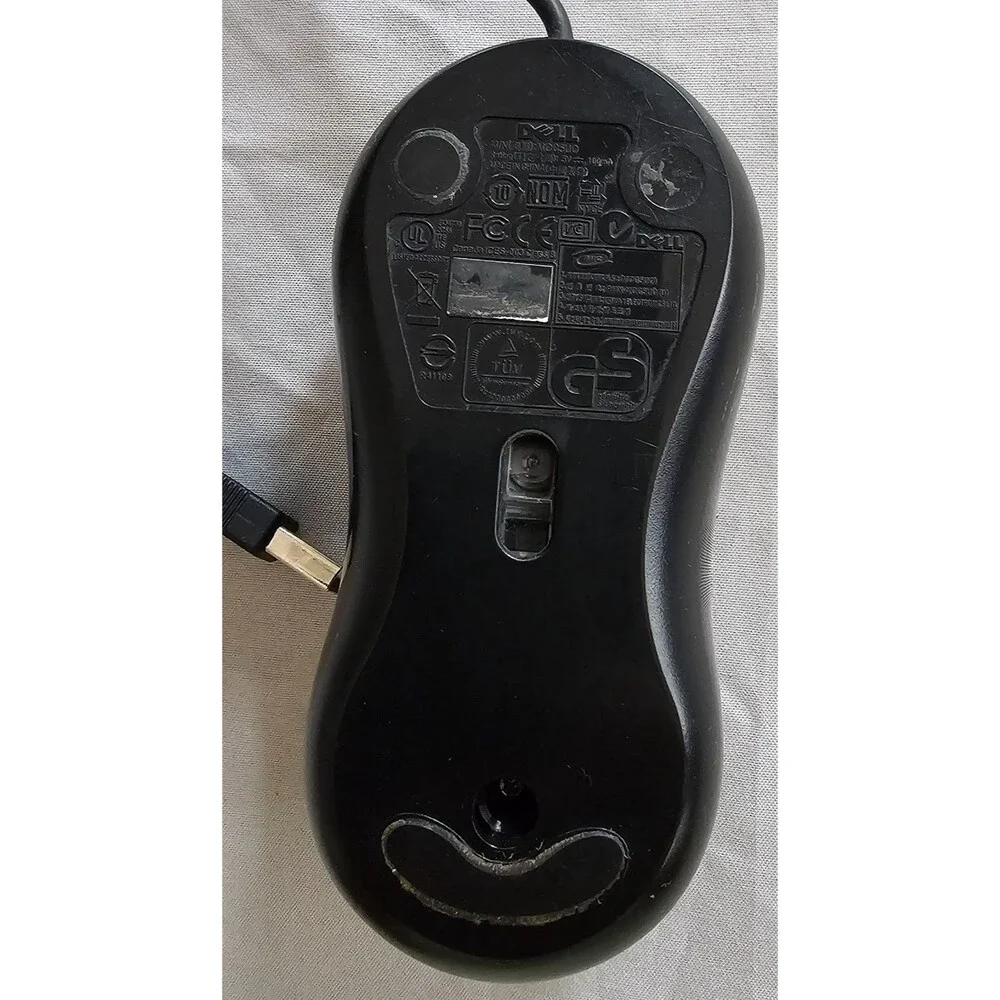 Dell MOC5UO USB Optical Mouse XN967 XN966 Wired 3‑Button Scroll Wheel Black